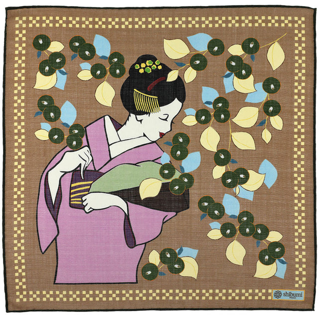 Maiko Motif Wool / Silk Pocket Square - Oatmeal - 40x40cm