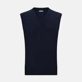 Navy Cashmere V-neck Vest