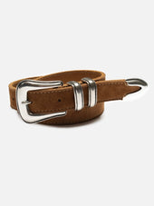 Western Suede Silver Belt Tobacco
