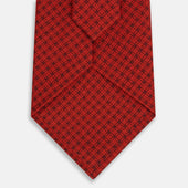 Red Lattice Patterned Printed Silk Tie