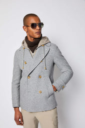 Peacoat con cappuccio grigio chiaro