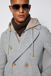 Peacoat con cappuccio grigio chiaro