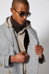 Peacoat con cappuccio grigio chiaro
