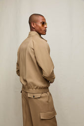 Bomber jacket in lana beige tabacco