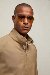 Bomber jacket in lana beige tabacco