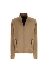 Bomber jacket in lana beige tabacco