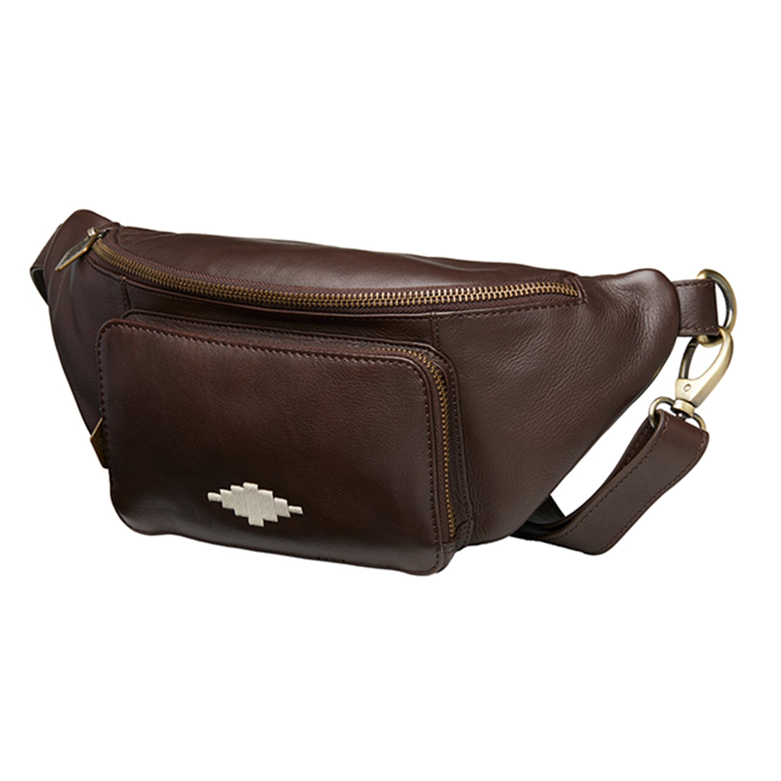 Rinonera Crossbody Bag Leather With Cream Stitching