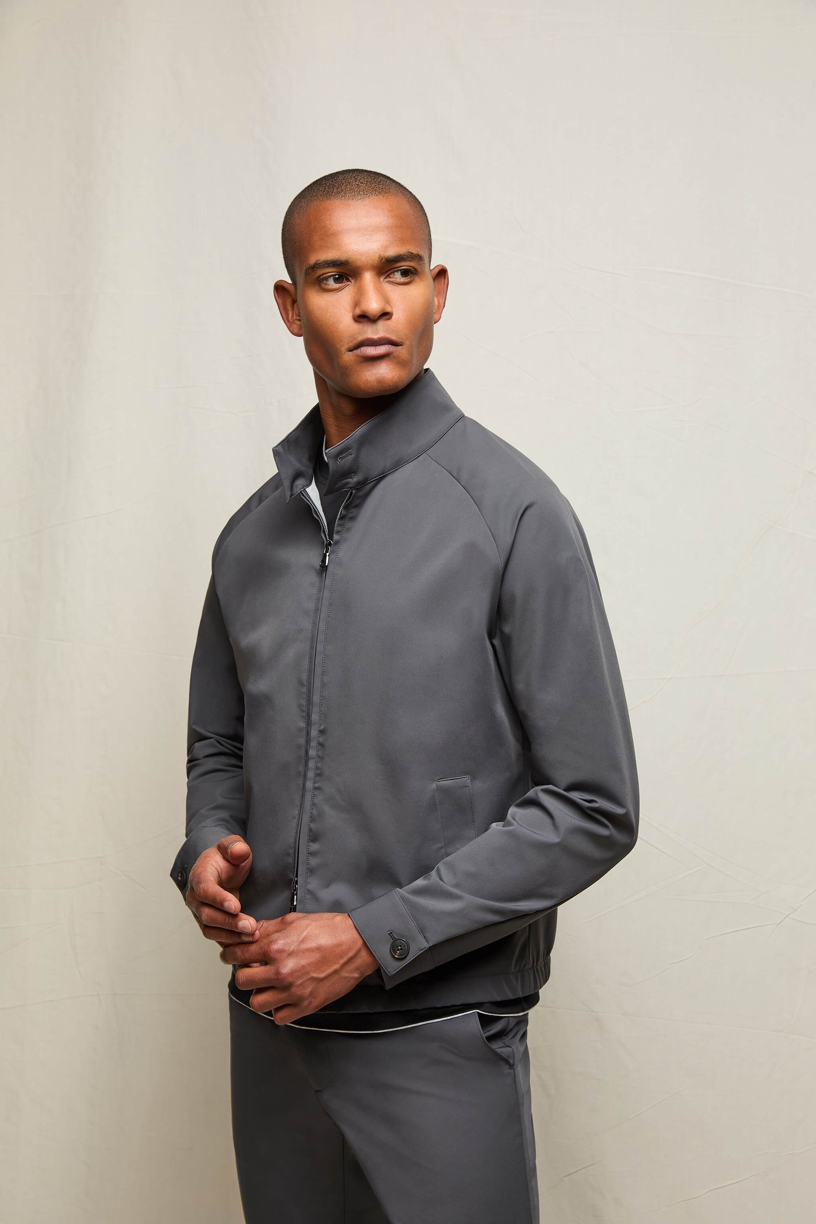 Bomber Jacket In Jersey Tecnico Antracite
