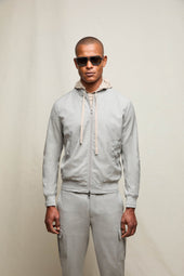 Bomber in lana grigio minerale