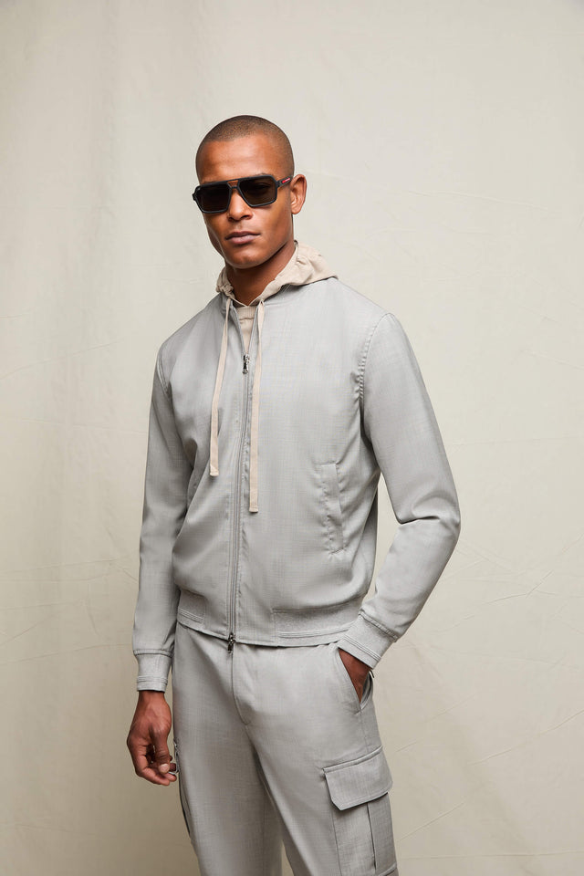 Bomber in lana grigio minerale