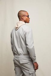 Bomber in lana grigio minerale