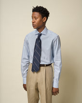 Spread Collar Shirt Pencil Stripe Cotton Poplin