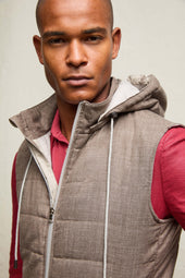 Gilet imbottito con cappuccio tortora