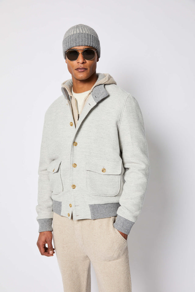 Bomber in jersey grigio chiaro