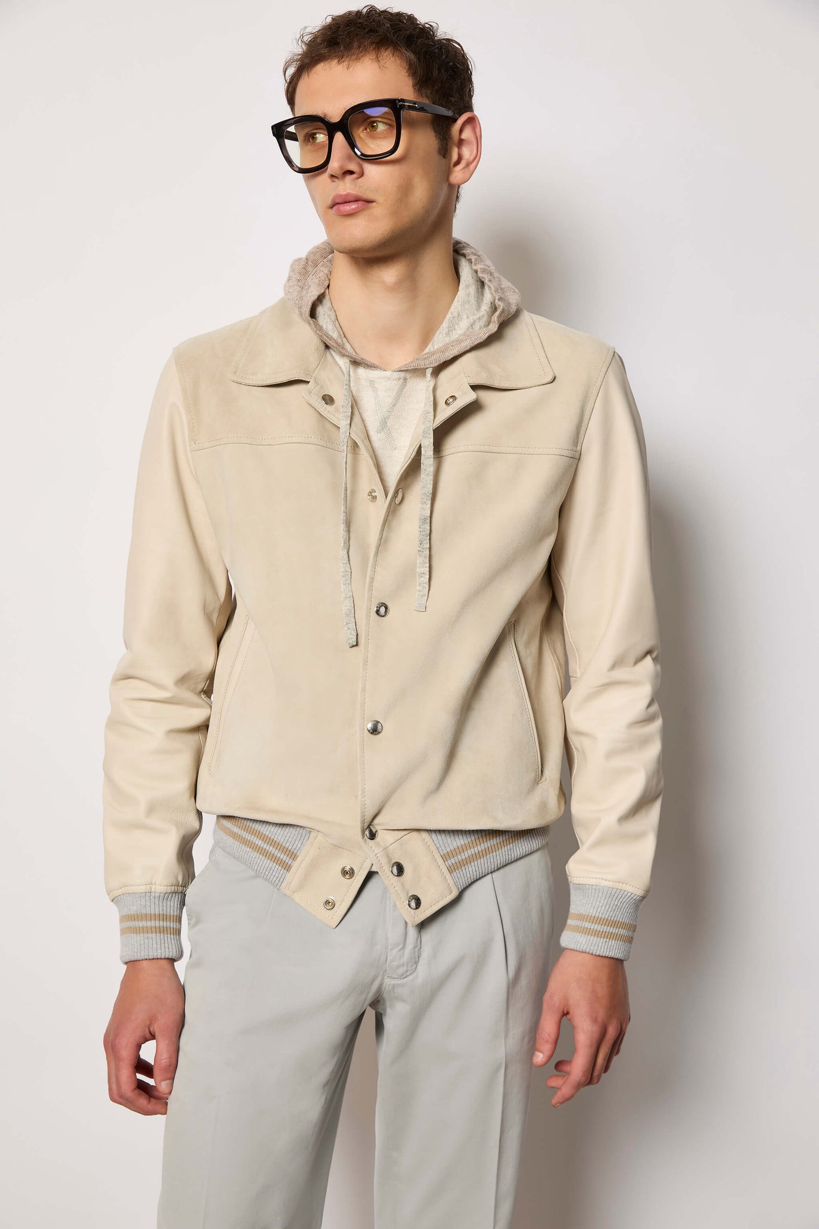 Giubbino In Suede Beige
