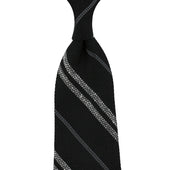 Striped Silk / Wool Grenadine Tie - Black