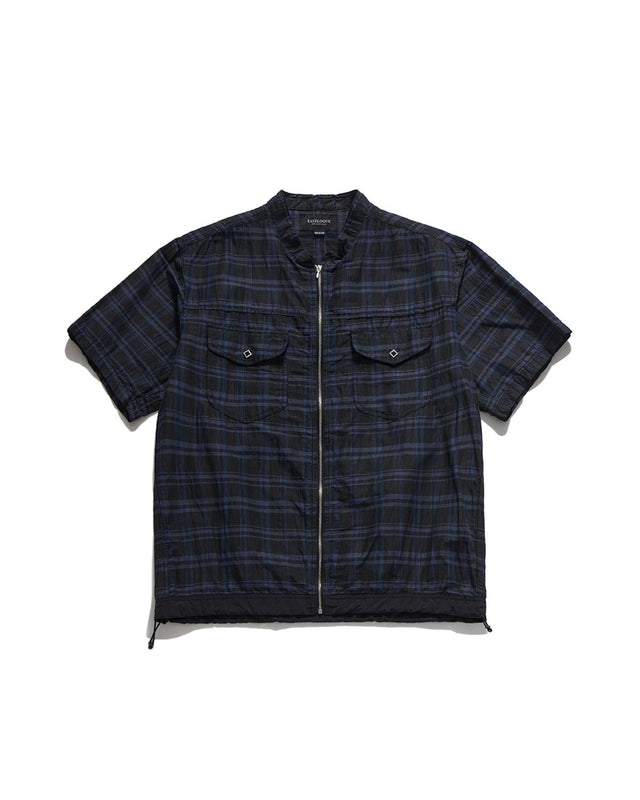 WESTERN ZIP UP HALF SHIRTS / BLACK BLUE CHECK