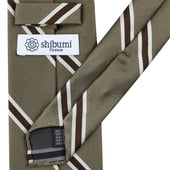 Japanese Repp Stripe Silk Tie Army Hand Rolled