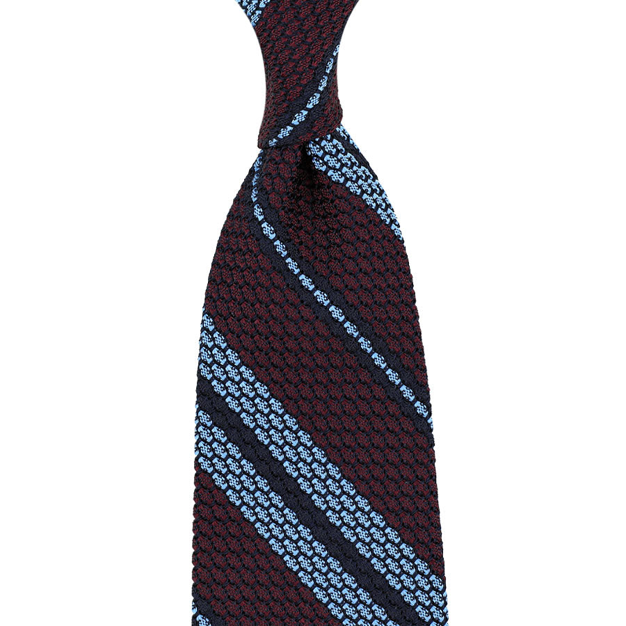 Striped Grenadine Garza Grossa Silk Tie Burgundy