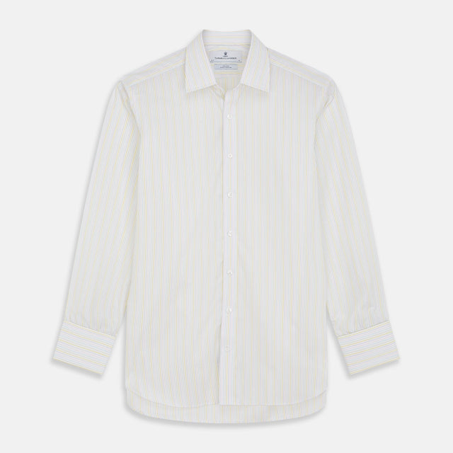 Yellow Multi Stripe Cotton Regular Fit Whitby Shirt
