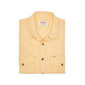 Washed Short Sleeve Feather Cloth Shirt - Straw