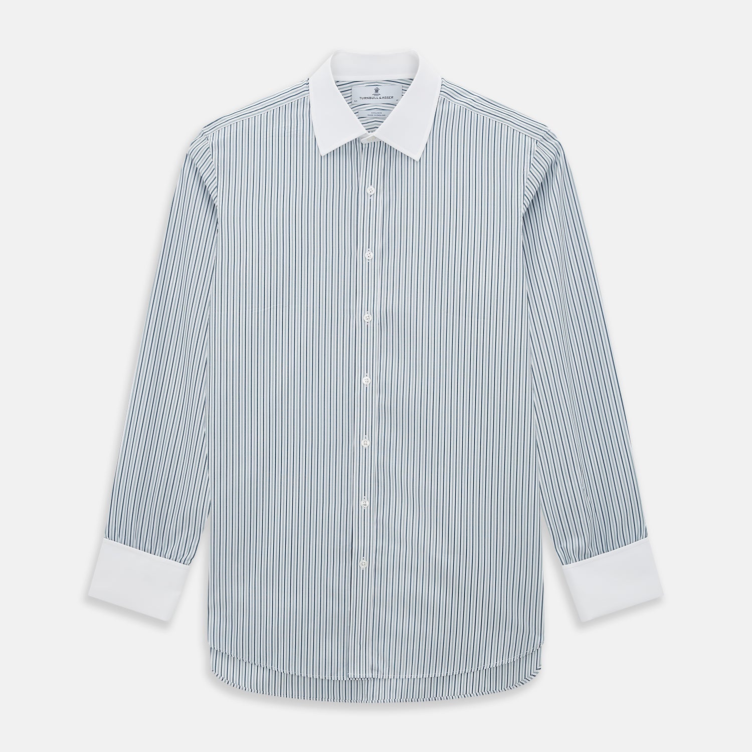Green Double Stripe Shirt with Contrast T&A Collar and Cuffs