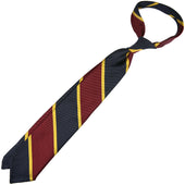 Block Stripe Super Repp Silk Tie Navy Burgundy Gold