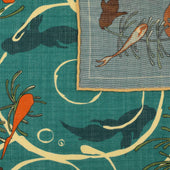 Koi Motif Wool Silk Pocket Square 40x40cm