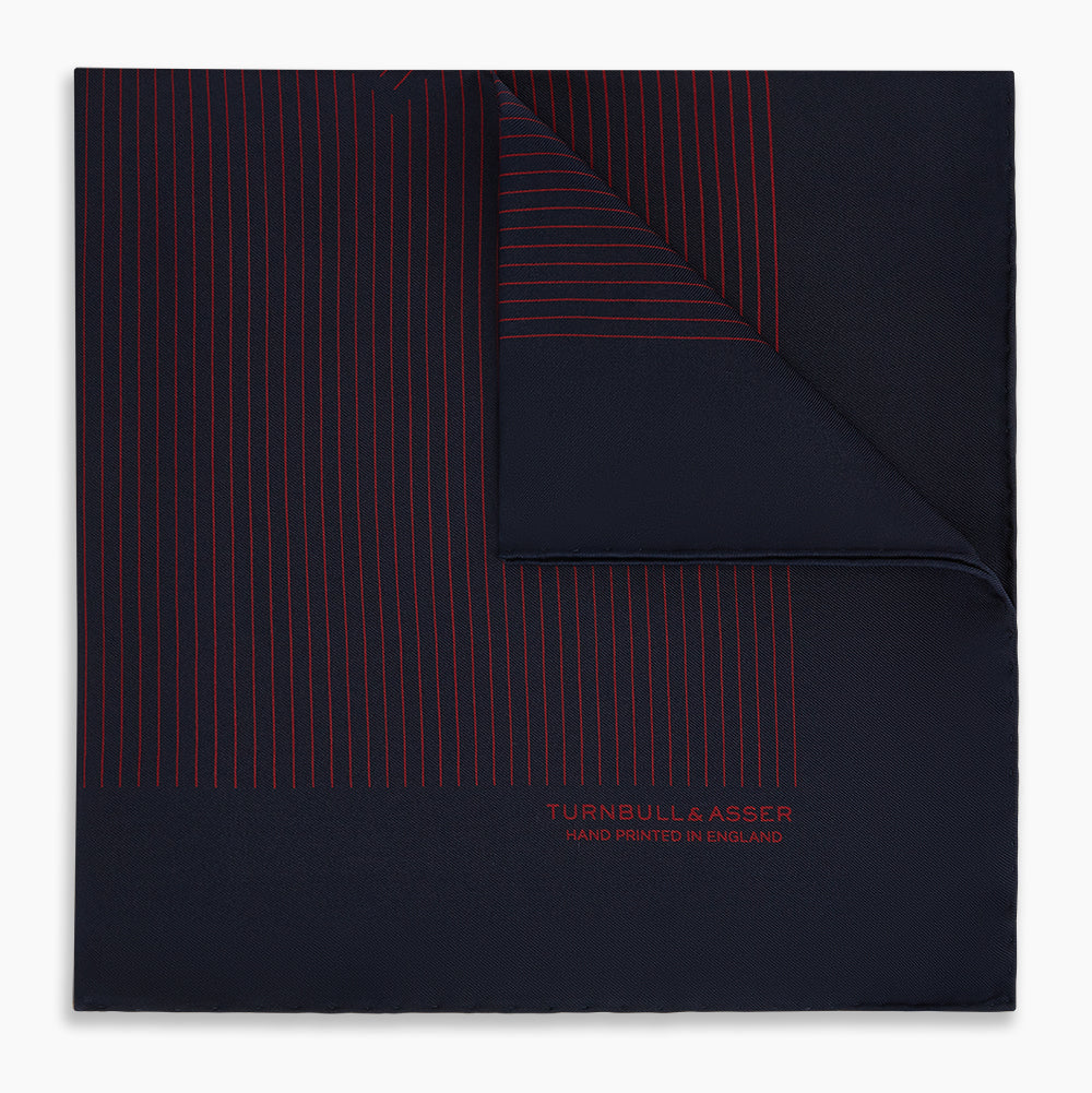 And Burgundy Stripe Silk Pocket Square