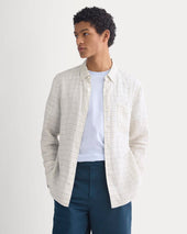 The Classic Shirt in Linen | Bone Plaid