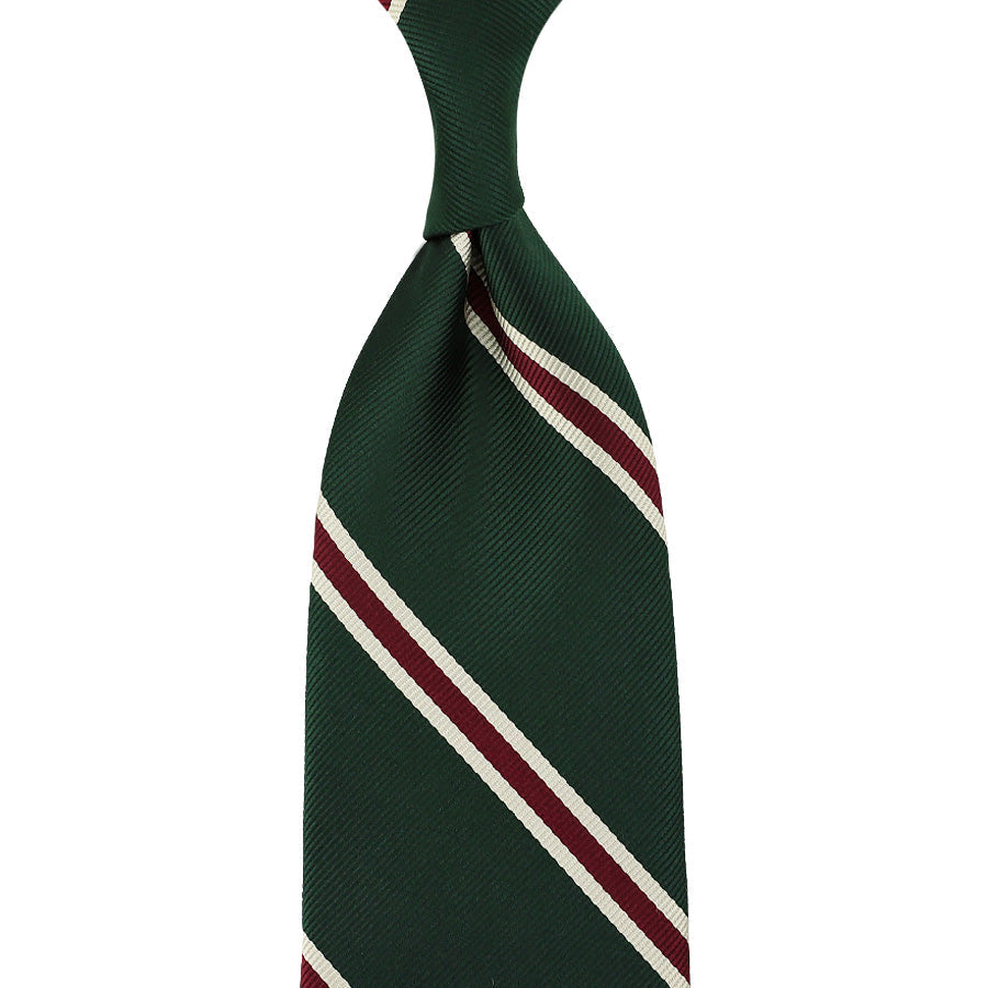 Japanese Repp Stripe Silk Tie Hand Rolled