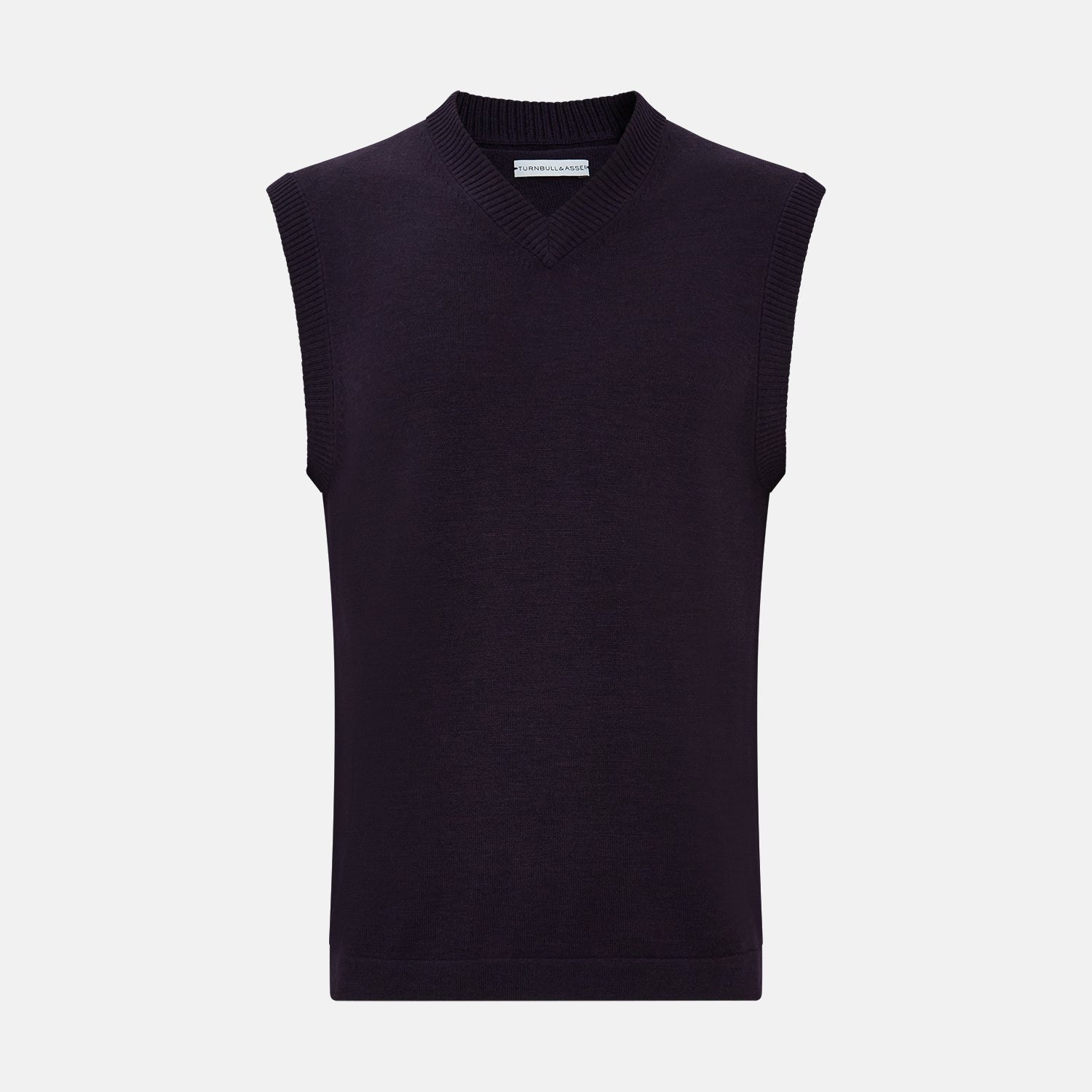 Dark Purple Fine Merino V Neck Vest
