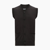 Dark Brown Merino V Neck Sleeveless Cardigan