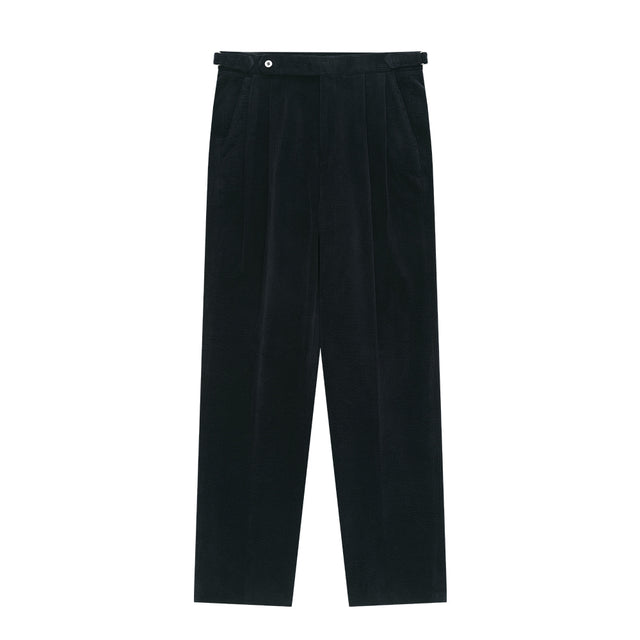 Corduroy adjust Double-Pleated relaxed Trouser (Navy)