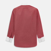 Dark Red Pin Check Shirt With Contrast T A Collar And Cuffs