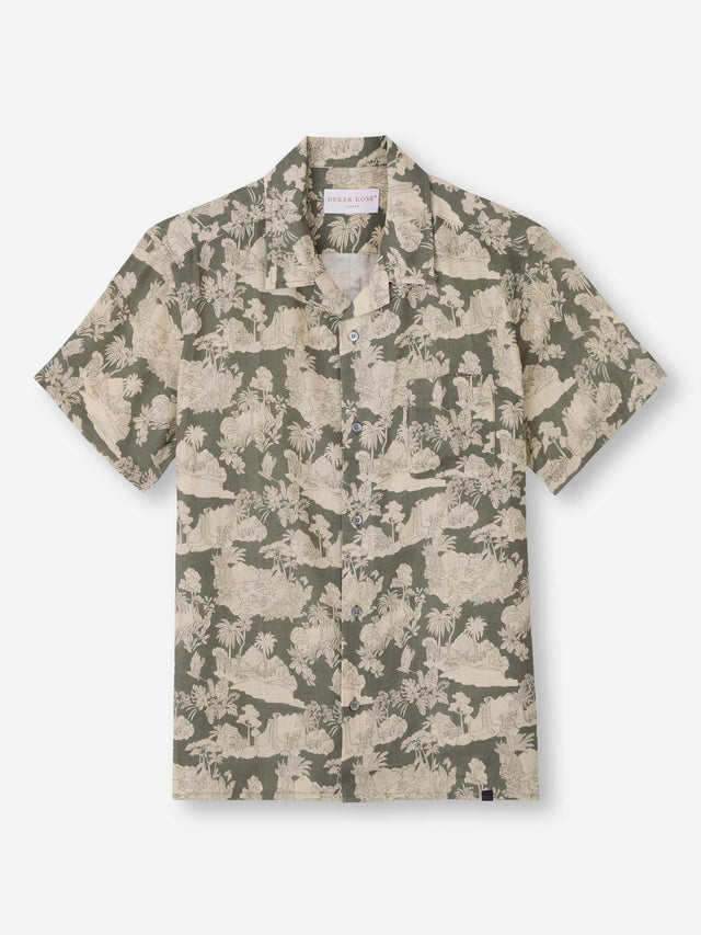 Men's Short Sleeve Shirt Milan 26 Linen Khaki