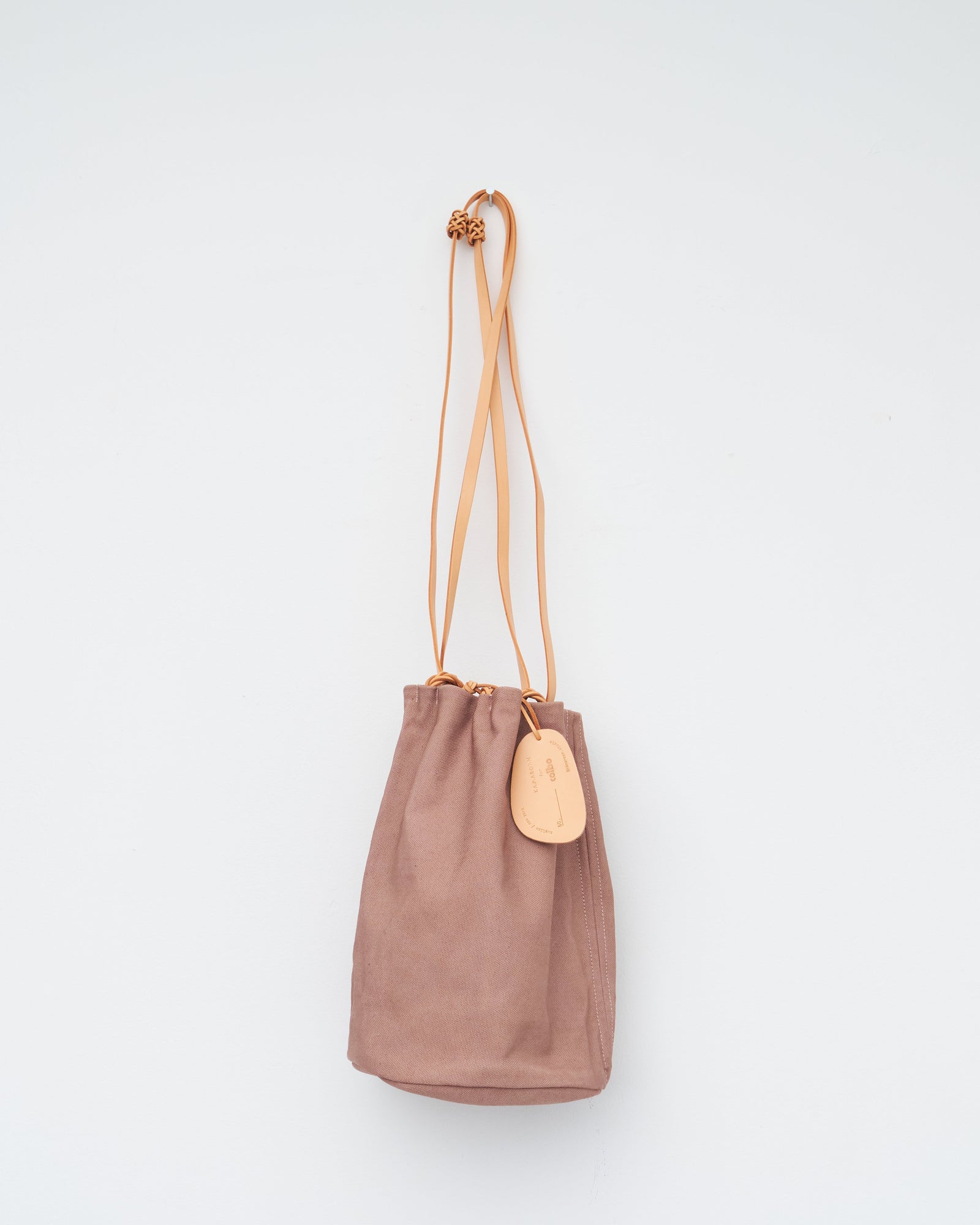 Woven Drawstring Bucket Bag Purple