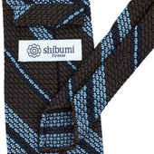 Striped Grenadine Garza Grossa Silk Tie Brown