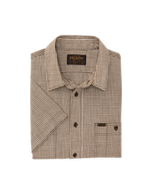 Short Sleeve Chambray Shirt - Coffee / Natural Plaid