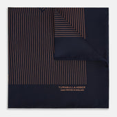 Navy and Blush Stripe Silk Pocket Square