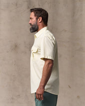 Washed Short Sleeve Feather Cloth Shirt - Ivory
