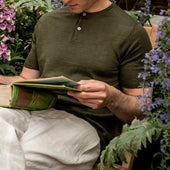 Short Sleeve Knitted Linen Henley Shirt In