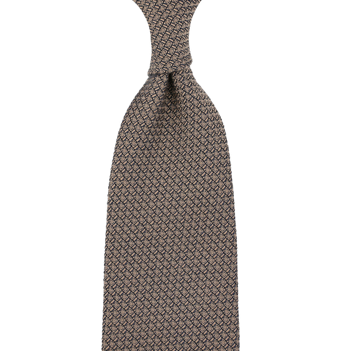 Plain Cashmere Silk Grossa Grenadine Tie Beige