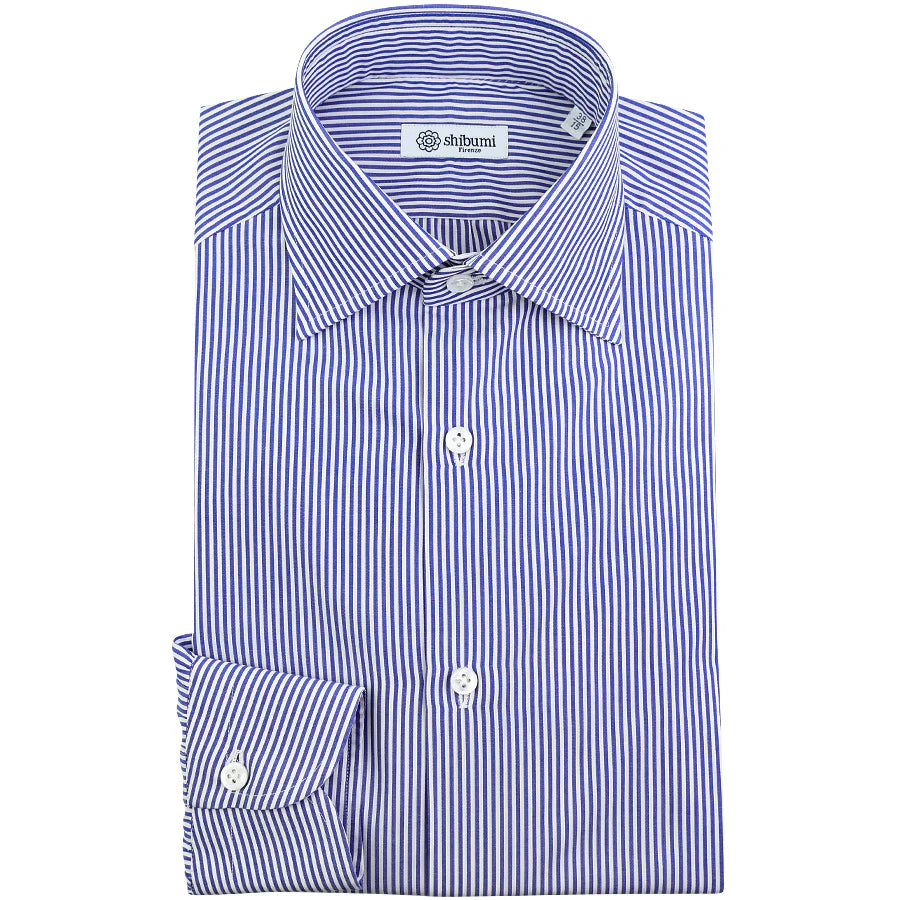 Poplin Semi Spread Shirt Pencil Stripe