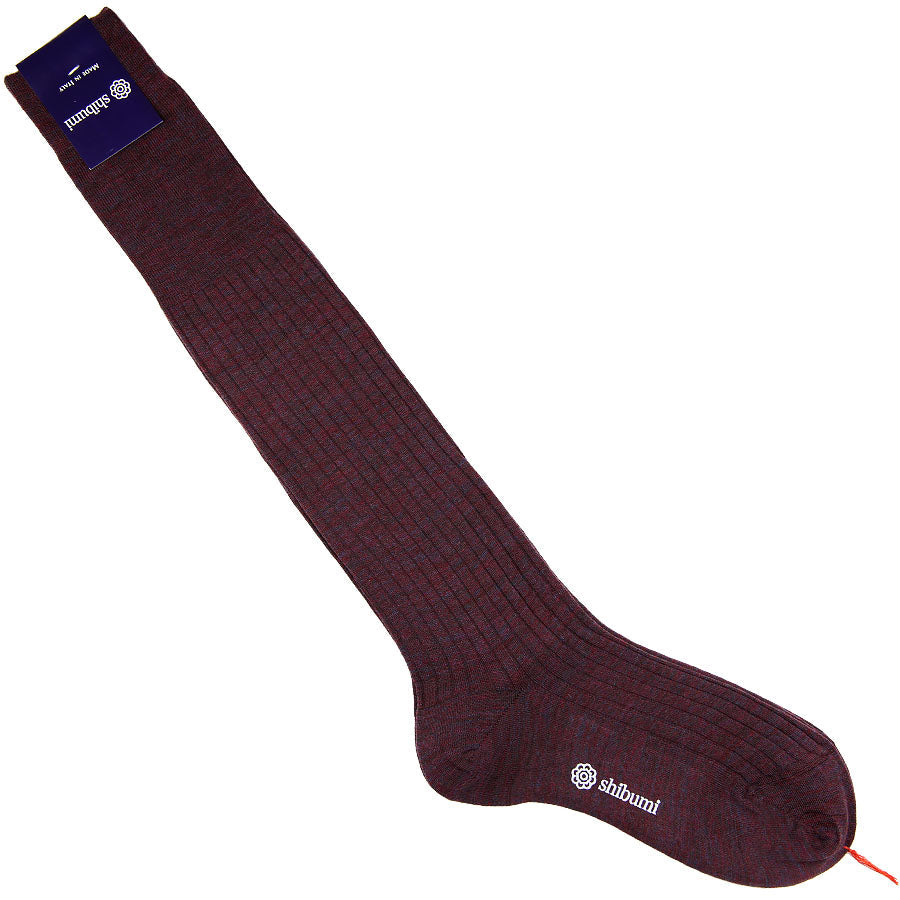 Knee Socks Ribbed Mottled Wool