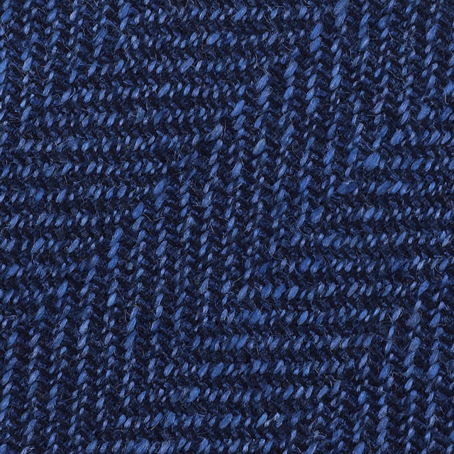 Herringbone Bespoke Wool / Silk Tie - Navy