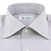Poplin Semi Spread Shirt Light Grey Hairline Stripe