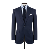Single Breasted Notch Lapel Suit in Mid Blue Plain Weave