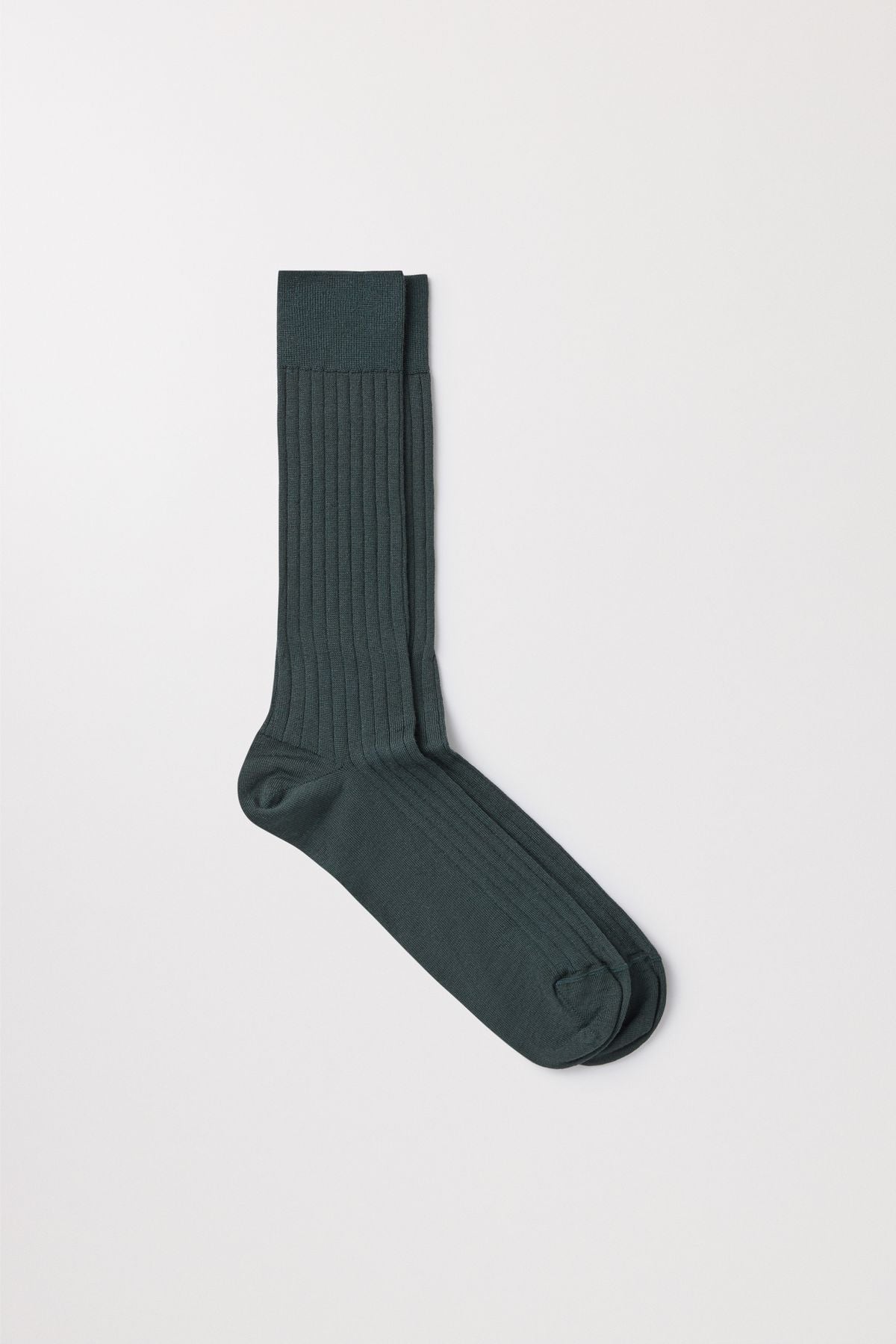 Dark Green Merino Sock Ribbed Italian Wool Asket