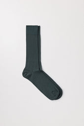 Dark Green Merino Sock Ribbed Italian Wool Asket